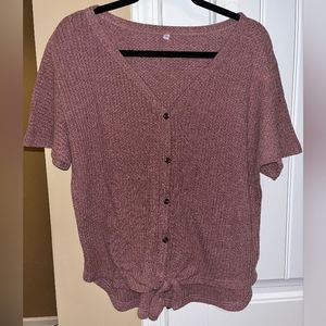 Waffle knit mauve top sz Medium